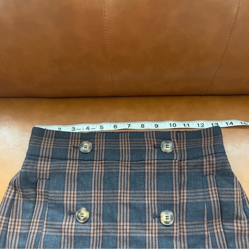 Madewell Plaid Double-Breasted Mini Skirt Sz XXS Navy Brown - Picture 7 of 9